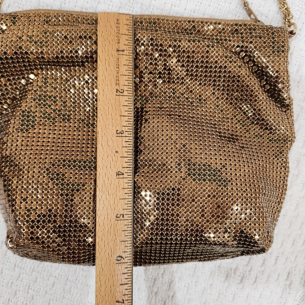 Whiting and Davis bronze/gold Mesh Chain Crossbody Bag EUC Vintage - Picture 7 of 9